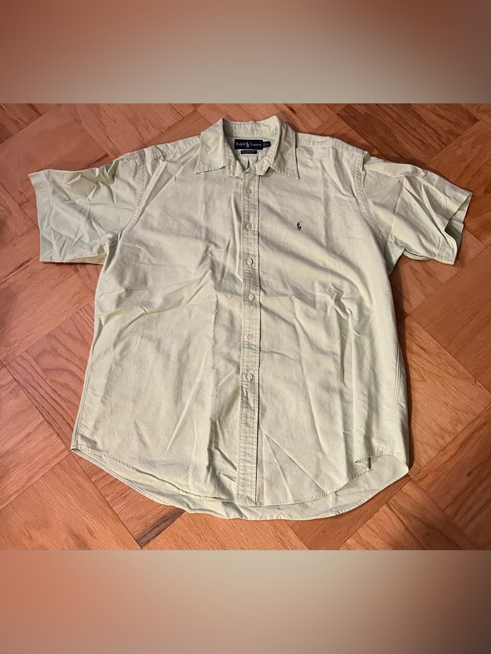 Vintage Polo Ralph Lauren Green Short-Sleeved Classic Fit Button Down Shirt
